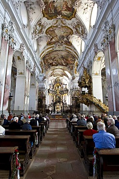 Baronial church, interior view, Amorbach, Hesse, Germany