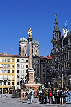 The Columna of St Mary and Church of Our Lady Marienplatz Munchen Munich Bavaria Germany