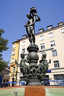 Fortuna fountain at Isartorplatz, Munich, Bavaria, Germany