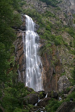 Waterfall "Cascade de la Pissevache" ranks amongst the most beautiful and marks the entrance to the Valais valley, Switzerland