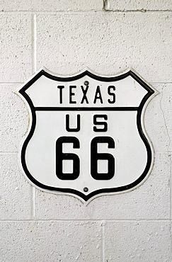 Sign of historic Route 66 through Texas, USA