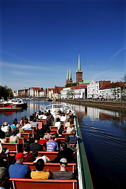 Luebeck Harbour, old gable houses, Luebeck, Schleswig-Holstein, Germany, Europe