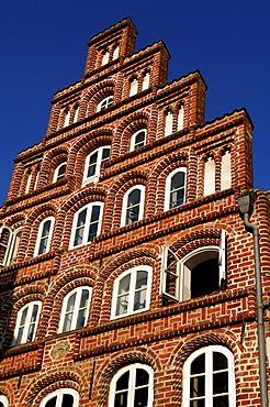 Old stepped house gable, Lueneburg, Lower Saxony, Germany, Europe