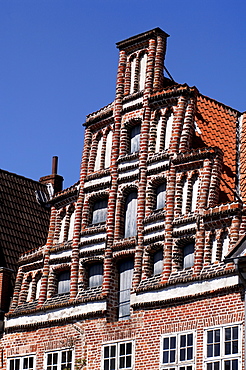 Gothic stepped gable, Lueneburg, Lower Saxony, Germany, Europe