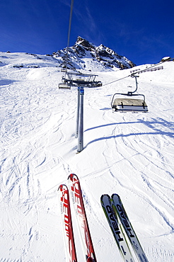 Ski lift going up to Mt. Ballunspitze, Galtuer, Tirol, Austria, Europe