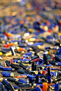 Shotgun shells at a clay pigeon shooting range