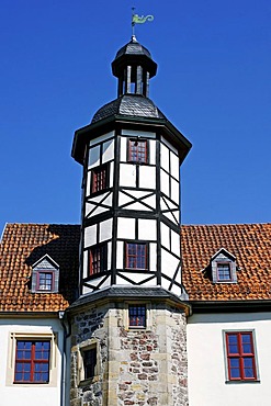 Alte Residenz, Old Residence, half-timbered tower, Eisenach, Thuringia, Germany, Europe