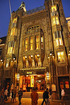 Night shot, Tuschinsky Theatre, Rembrandtplein, Amsterdam, Netherlands, Europe