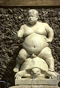 Fountain sculpture, Court Dwarf Cosimos I, Bacchus Fountain, Palazzo Pitti, Florence, Firenze, Tuscany, Italy, Europe