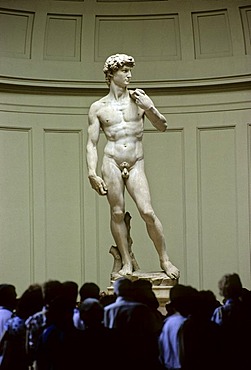 Original marble statue of David by Micelangelo, Galeria della Accademia, Florence, Firenze, Tuscany, Italy, Europe