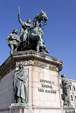 Equestrian sculpture Ludwig I. at the Odeons Square in Munich, Upper Bavaria, Bavaria, Germany