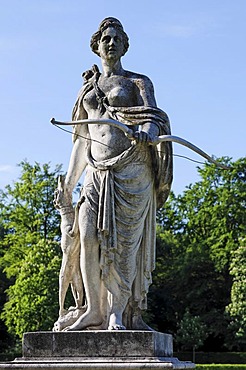 Statue of godess Diana, Castle Nymphenburg, Munich, Upper Bavaria, Germany