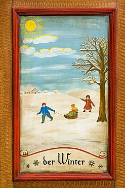 Winter, door panel of a farmer's wardrobe painted with the four seasons