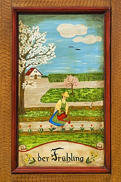 Spring, door panel of a farmer's wardrobe painted with the four seasons