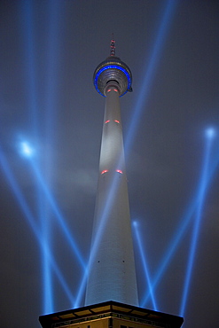 TV Tower on Alexanderplatz in Berlin during the Festival of Lights, Berlin, Germany, Europe