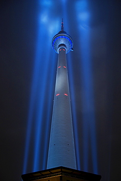 TV Tower on Alexanderplatz in Berlin during the Festival of Lights, Berlin, Germany, Europe