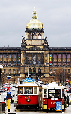 View of Wenceslaus Square and the National Museum in Prague, Czech Republic, Europe