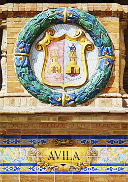 Coat of arms of Avila at Palacio de Espana, Seville, Andalusia, Spain