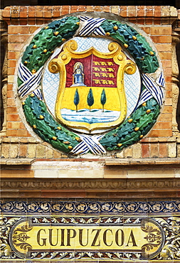 Coat of arms of Guipuzcoa at the Palacio de Espana, Seville, Andalusia, Spain