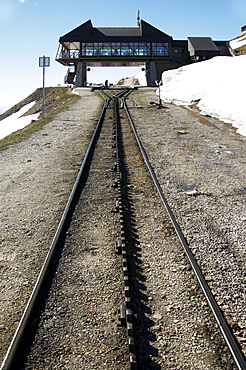 The Schafbergbahn, cog railway on the Schafberg mountain, station at the summit, Salzburg, Austria, Europe