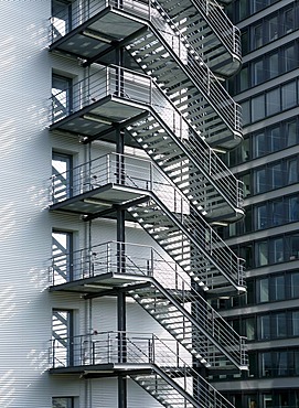 Fire escape at the office block of the Deutsche Telekom AG, Munich, Bavaria, Germany