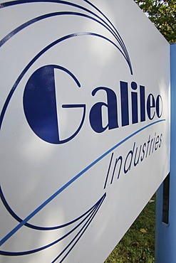 The Galileo Industries GmbH Logo is to be seen on a sign which stands before the company head office in Ottobrunn Bavaria Germany