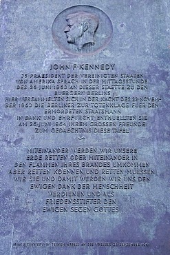 Commemorative plaque of John F. Kennedy, Schoeneberg, Berlin, Germany