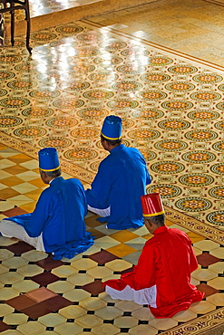 Praying members of the sect Cao Dai, Tay Ninh, Vietnam, Asia