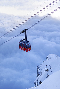 Fraekmuentegg gondola cableway going up Pilatus Kulm, Lucerne, Switzerland, Europe