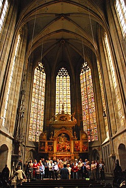 Choir rehearsal in the town church Saint Dionys Esslingen at the Neckar Baden Wuerttemberg Germany