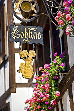 Sign, restaurant, Petite France, Strasbourg, Alsace, France, Europe