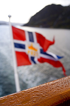 Cruise with the Hurtigruten, Norwegian Coastal Express, postal flag, North Norway, Scandinavia, Europe