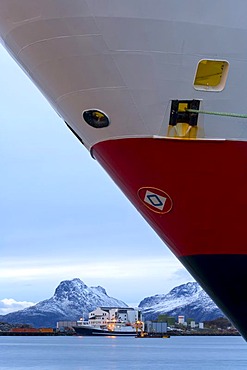 Cruise with the Hurtigruten, Norwegian Coastal Express, Hurtigruten MS Finnmarken Ship in Bodo harbour, North Norway, Scandinavia, Europe