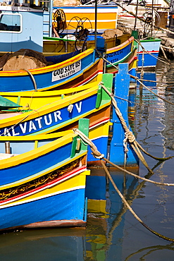 Typical Maltese fishing boat, Marsaxlokk, Malta, Europe