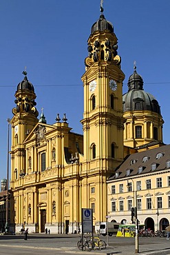 Theatinerkirche St. Kajetan and Ludwigsstrasse, Munich, Bavaria, Germany