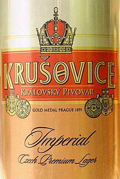 Czech beer can, beer from Krusevice, Bohemia, Czech Republic