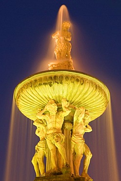 Fountain, historic old town of Ceske Budejovice, Budweis, Budvar, Bohemia, Czech Republic