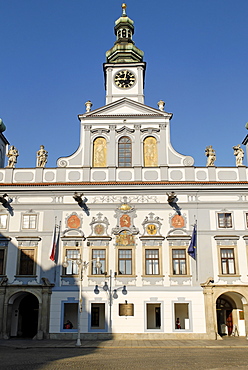 Town hall, historic old town of Ceske Budejovice, Budweis, Budvar, south Bohemia, Czech Republic