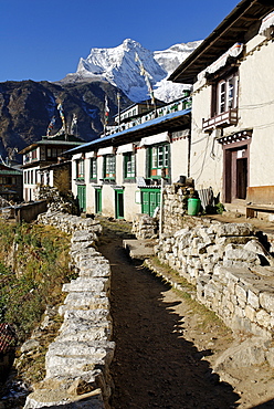 View over Namche Bazar towards Kongde Ri group (6187), Sagarmatha National Park, Khumbu, Nepal