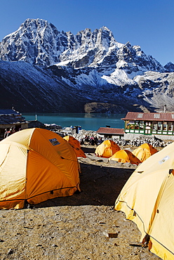 Trekking lodge at Gokyo with Pharilapche (6017), Sagarmatha National Park, Khumbu Himal, Nepal