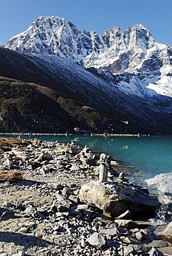 Holy lake Dudh Pokhari near Gokyo and Pharilapche(6017), Sagarmatha National Park, Khumbu, Nepal