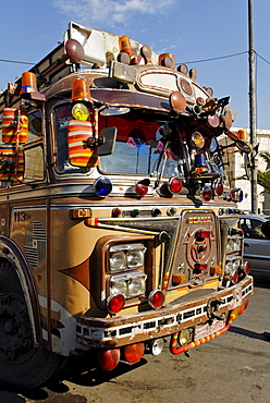 Old decorated bus in the old town of Damascus, Syria