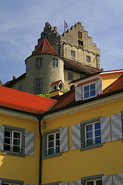 Meersburg castle towers above the city by Lake Constance, Meersburg, Baden-Wuerttemberg, Germany, Europe