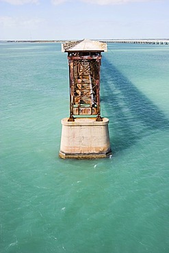 USA, Florida, Bahia Honda Bridge, old and destruct railway bridge at the Florida Keys