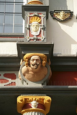 Figures at the cladding of the Von der Leyen´scher Hof in Andernach Rhineland-Palatinate, Germany