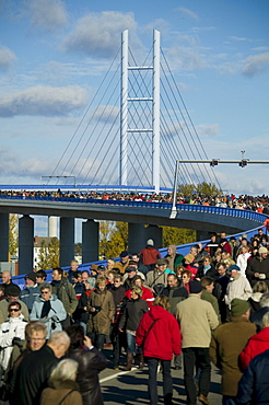 The new Ruegenbruecke (Ruegen bridge), connecting Stralsund and the island of Ruegen, Mecklenburg-Western Pomerania, Germany