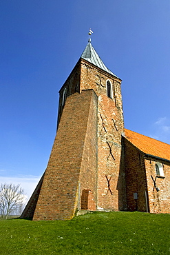 St. Stephanus Church in Westerhever, Eiderstedt Peninsula, North Frisia, North Sea coast, Schleswig-Holstein, Germany, Europe