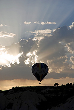 Hot-air balloon, sunrise, Cappadocia, Turkey, Asia