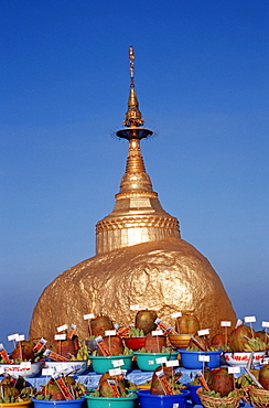 Offerings in front of the Golden Rock, Burma