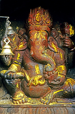 Ganesha, also Ganapati, one of the foremost Hindu deities, stone relief, Kathmandu, Nepal, Asia